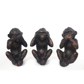 See Hear Speak No Evil Monkeys Three Wise Ape Figurine Statue Set of 3 6.5"