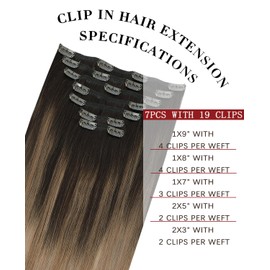 SAFIRENY Clip in Hair Extensions Human Hair 7pcs 140g 14 inch Balayage Dark Brown To Dirty Blonde Double Drawn Clip in Hair Extensions Human Hair for Women (#2/6/18, 14")