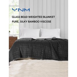 YnM Exclusive Weighted Blanket, Cooling Bamboo & Cozy Velvet Dual-Sided, Smallest Compartments with Glass Beads, Ideal for One Person of 140lbs on Queen/King Bed (60x80 Inches, 15 Pounds, Light Grey)