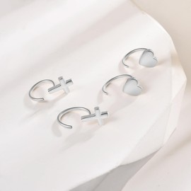 Small Hoop Earrings, 925 Sterling Silver Half Earrings, Ball Huggie Hoops, Half Cartilage Earrings, Hanging Earrings for Women and Girls, Sterling Silver, No gemstone.