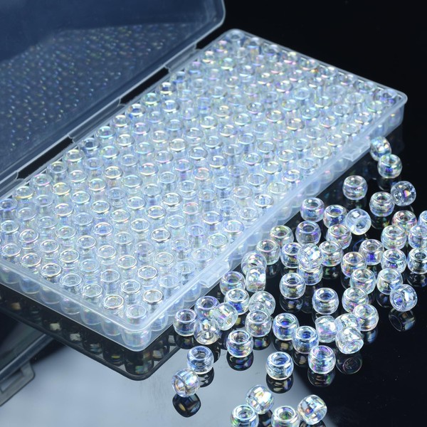 340Pcs Pony Beads(6x9mm) AB Colors with Box Packaged,Plastic Pastel Beads,Acrylic