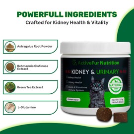 ActiveFur Nutrition Kidney & Urinary Chews for Cats - 135 Chicken Flavoured Soft Chews