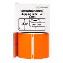 HOUSELABELS Compatible DYMO 30256 Orange Shipping Labels (2-5/16" x 4"), Strong Permanent Adhesive, Compatible with DYMO LW 450, 4XL, Rollo & Zebra Desktop Printers, 6 Rolls /1800 Labels