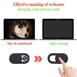 RHQFDM Webcam Cover Set of 12 Webcam Cover Slider, Privacy Protection, Extremely Thin and Lightweight, Anti-Scratch, Long Strip Camera Cover for Cameras, Laptops, Phones and Tablets (Black, White)