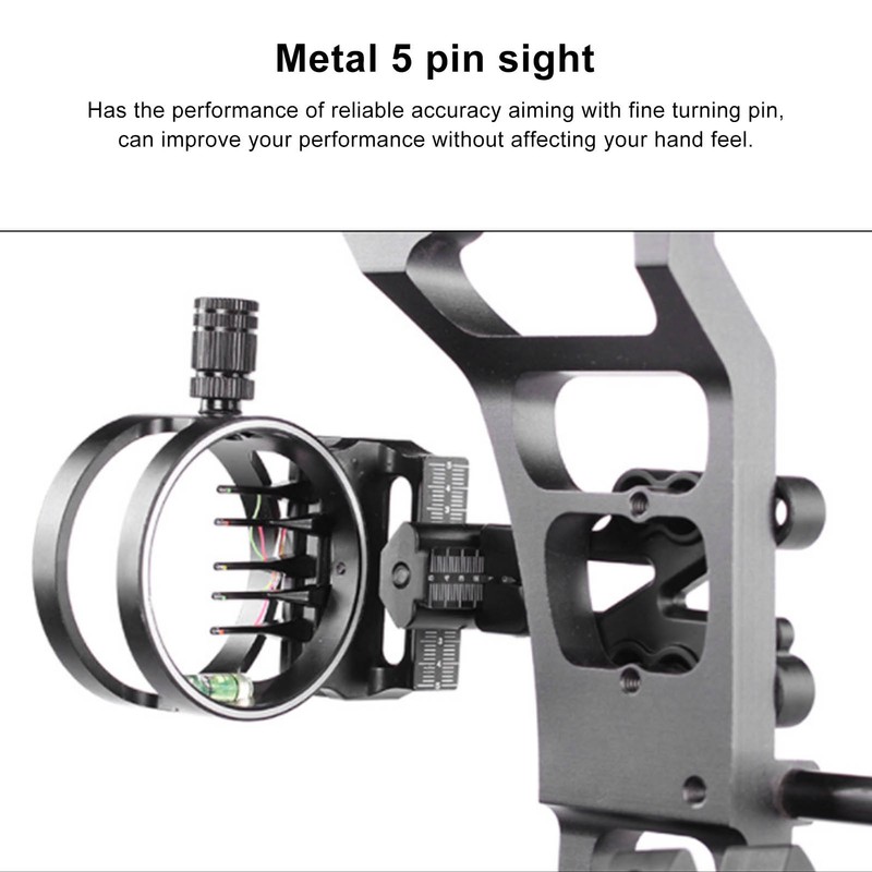 Bow Sight 5 Pin Archery Sight Aluminum with 0.019 Horizontal