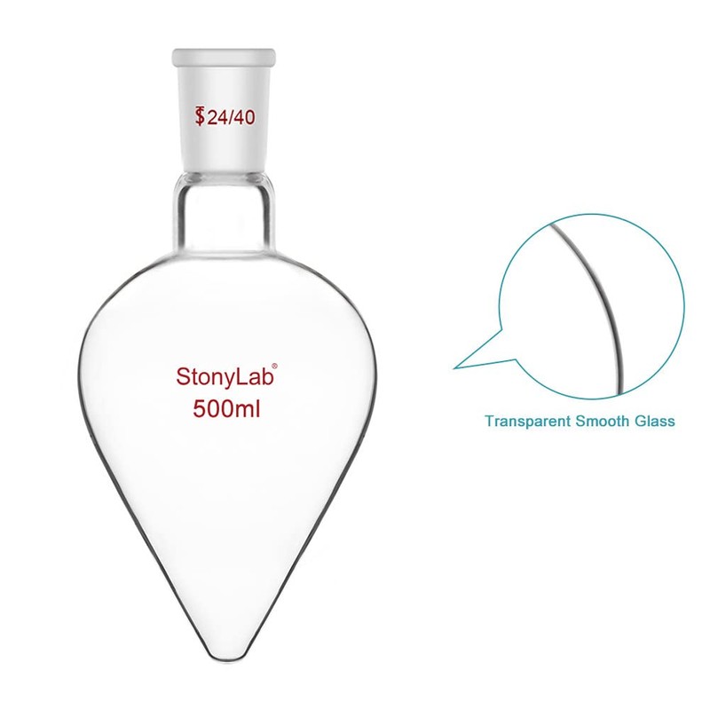 stonylab Recovery Flask, Heavy Wall Single Neck Borosilicate Glass Rotary