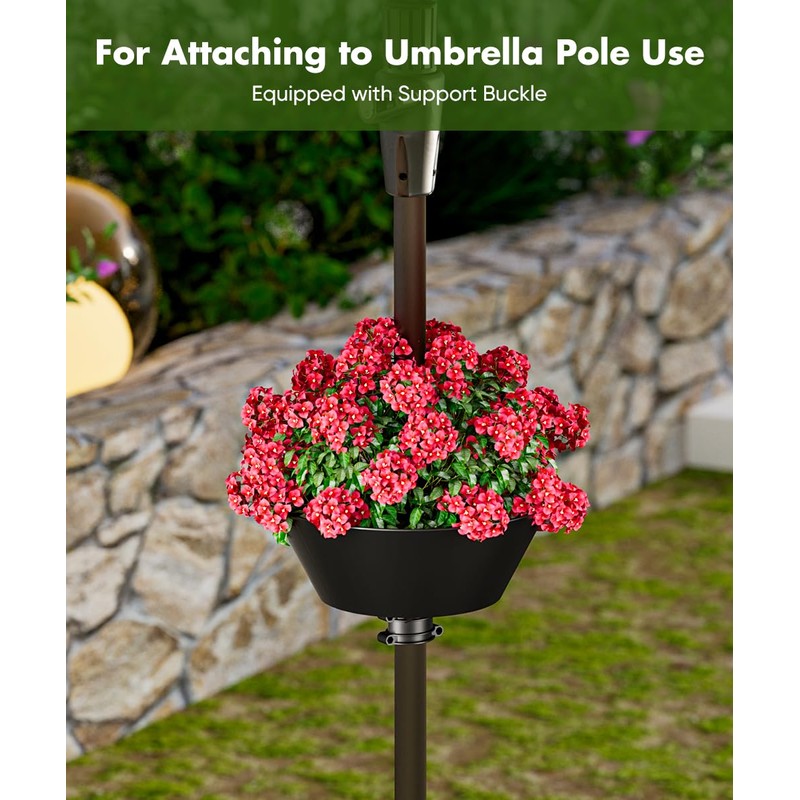Koutemie 2-in-1 Umbrella Planter for Patio Table & Pole, Half