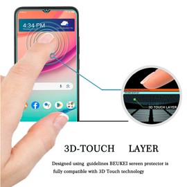 beukei (3 Pack) Designed for TCL K24 / TCL K23 / TCL T434D Screen Protector Tempered Glass, Anti Scratch, Bubble Free, 9H Hardness