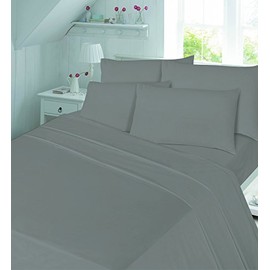 Rayyan Linen Thermal Flannelette Fitted Sheet Brushed 100% Cotton Soft Luxury 25cm Deep Fitted Bed Sheet (Grey Silver, 2 Pack Pillowcases)