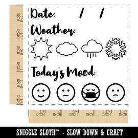 Date Fill-in with Weather Mood Tracker Daily Calendar Self-Inking Rubber Stamp Ink Stamper - 1-1/2 Inch Large - Black Ink