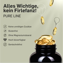 Vitabaum® Omega 3 aus Fischöl Kapseln mit Vitamin E - 18/12 EPA/DHA in Triglyceridform - Hohe Bioverfügbarkeit - 365 Kapseln - 6 Monate Vorrat - Glutenfrei, Laktosefrei