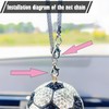Bling Football Rear View Mirror Accessories, Cute Soccer Car Accessories