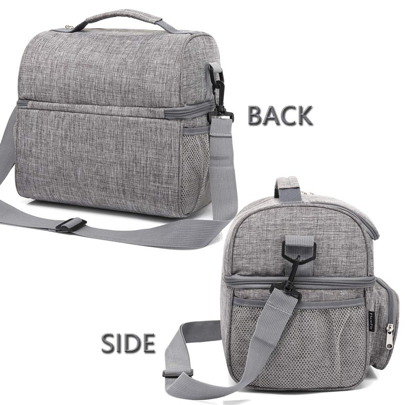 FlowFly Insulated Lunch Bag Adult Lunch Box Large Tote Double