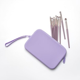 WHHJM Large Silicone Multifunctional Essential Bag Portable Travel Makeup Bag for Women Men Cards Cash Bag Zipper Pouch (Purple)