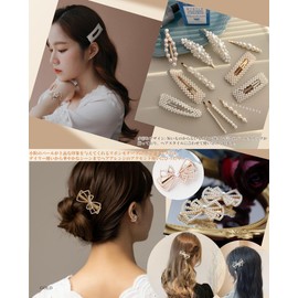 15 Piece Set / Hairpin Ribbon Hair Clip, Pearl, Cute, Elegant, Hair Accessory, Hair Accessory, Patchin Fastening, Hair Pin Set, Hair Bundle, Bangs, Hair Arrangement, Wedding, School Entrance Ceremony,