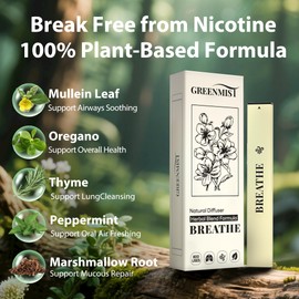 GreenMist Dual Herbal Diffuser Pen Set - Ashwagandha Relaxation Pen for Anxiety Relief & Mullein Lung Diffuser for Respiratory Support | 800 Uses Each, All-Natural Botanicals