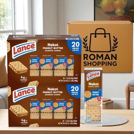 Lance Nekot Cookies with Real Peanut Butter – 4g Protein, No High Fructose Corn Syrup – 2 Boxes of 20 Packs (Total 40)