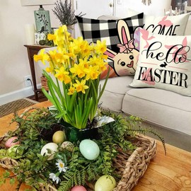 Cirzone Easter Cushion Cover, 45 x 45 cm, Set of 4, Easter Decorative Cushion Cover, Easter Pink Truck Cushion Cover, Easter Decoration for Home, Sofa, Garden, Bedroom