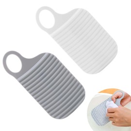 Washing Board Hand Wash Board Set of 2 Mini Washing Board Portable Laundry Board for Travel, Light and Thin, Hold Type Washing Board Suitable for Home, Business Trips, Traveling (Gray, White)