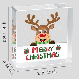 Christmas Decorations Indoor Christmas Decor Home Room Cute Elk Table Sign Acrylic Rustic Shelf Desk Decor Season Sign House Warming Gifts 4.5 x 4.5 Inch