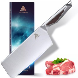 AETHMETAL 7inch Meat Cleaver Full Tang Stainless Steel Butcher Knife Ultra Sharp