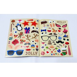 Christmas Stickers avtivities, Includes 2 Sticker Sheets, 2 kooky Cards, Creative Sticker Play Create a face with Any Mix of Stickers (elfies)