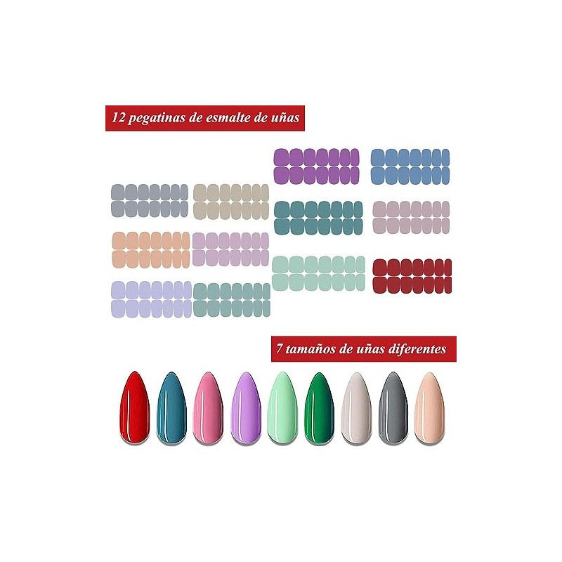 12 Hojas de Pegatinas para Uñas, 168 Piezas de Tiras