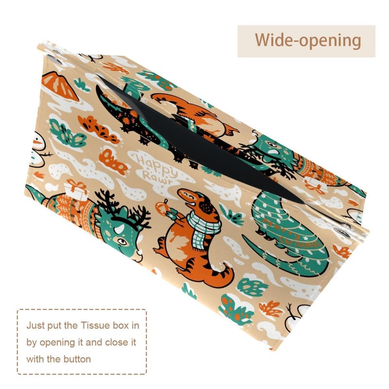 2 Pack Tissue Box Cover Holder, Green and Orange Winter