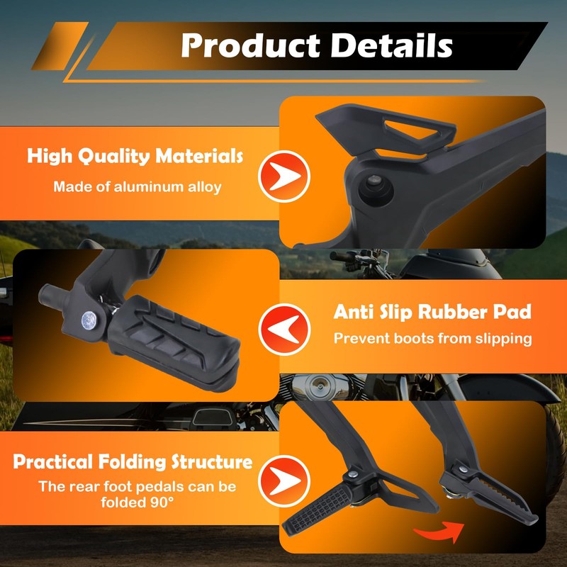 Footpegs Assembly Footrest Kit Fit for 2016-2020 Honda Grom (Black,