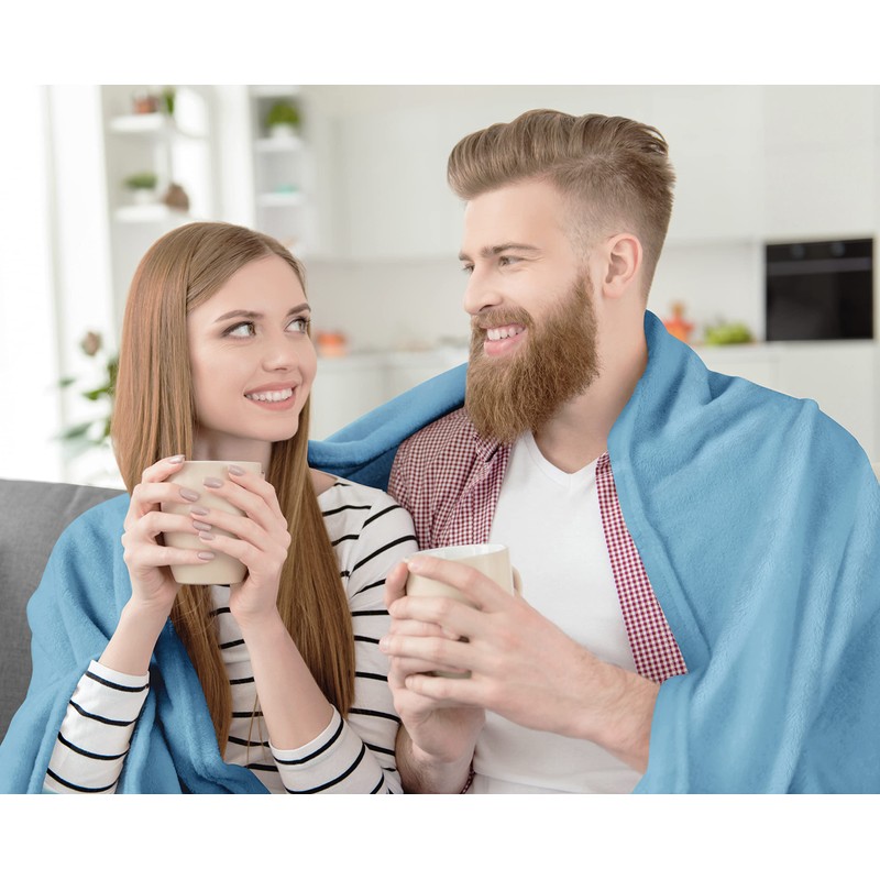 Utopia Bedding Fleece Blanket King Size Washed Blue 300GSM Luxury