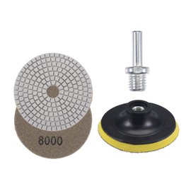 uxcell 4 Inch 8000 Grit Diamond Wet Polishing Pad Set, for Stone Concrete Marble Grinder or Polisher, with M14 Hook and Loop Backing Holder Pad Connecting Rod