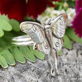 XRCXBLSC Vintage 925 Sterling Silver Butterfly Bride Ring for Women, Wedding Promise Statement Anniversary Ring, Ethnic Boho Chic Hand Made Jewelry, Fashionable Animal Jewely Gift T 1/2