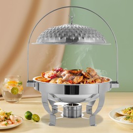 BAIODNB Chafing Dish Buffet Set,Stainless Steel Round Chafers and Buffet Warmers Sets with Lid,Buffet Warmers Trays for Catering Events Parties Weddings Dinners (Silver, 8L)
