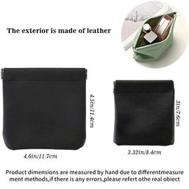 Leather Squeeze Coin Purse, Portable Make Up Bags for Women Waterproof Mini Travel Storage Bag Makeover Bag for Cosmetics Headphones Jewelry(Mini 8 * 8.5cm & 12 * 11.5cm Large Cosmetic Bag)
