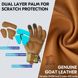 Vgo... Gardening Gloves Women, Touchscreen Working Gloves in Goat Leather Palm Antiabrasive for Yard Wooden Warehouse 1 pair