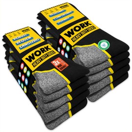 SOXCO WORK Socks for Men 9-12 Crew Length Black Heavy Duty Socks 10 Pairs, 9-11