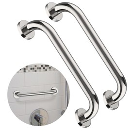 2 Pack 12 Inch Shower Grab Bar, ZUEXT Chrome Stainless Steel Bathroom Grab Bar, Shower Handle, Bathroom Balance Bar, Safety Hand Rail Support - Handicap, Elderly, Injury, Senior Assist Bath Handle
