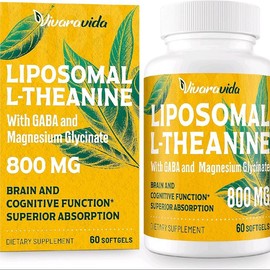 L-Theanine 800mg - Natural Supplement with GABA and Magnesium Glycinate for Relaxation and Sleep (60 Softgels) - Healthcare, Dietary