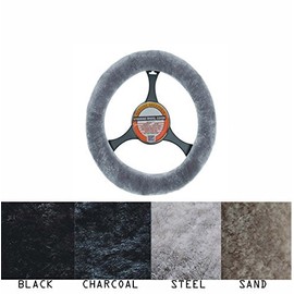 Aegis cover 809001st Steel Luxury Australian Sheepskin Steering Wheel Cover, 1 Pack