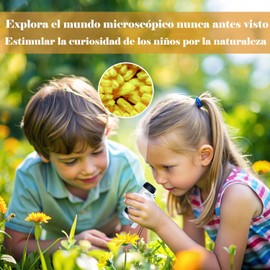 IUJWDA Microscopio Portátil para Niños, Juguete microscopio portátil de Mano, Microscopio de Bolsillo con Aumento 60X-180X, con luz LED Flexible de Alto Brillo, para Niños y Adultos (Amarillo)