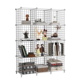 AWTATOS 12 Cube Storage Wire Closet Organizers DIY Stackable Storage Shelves Bookcase Cabinet for Home Office, White