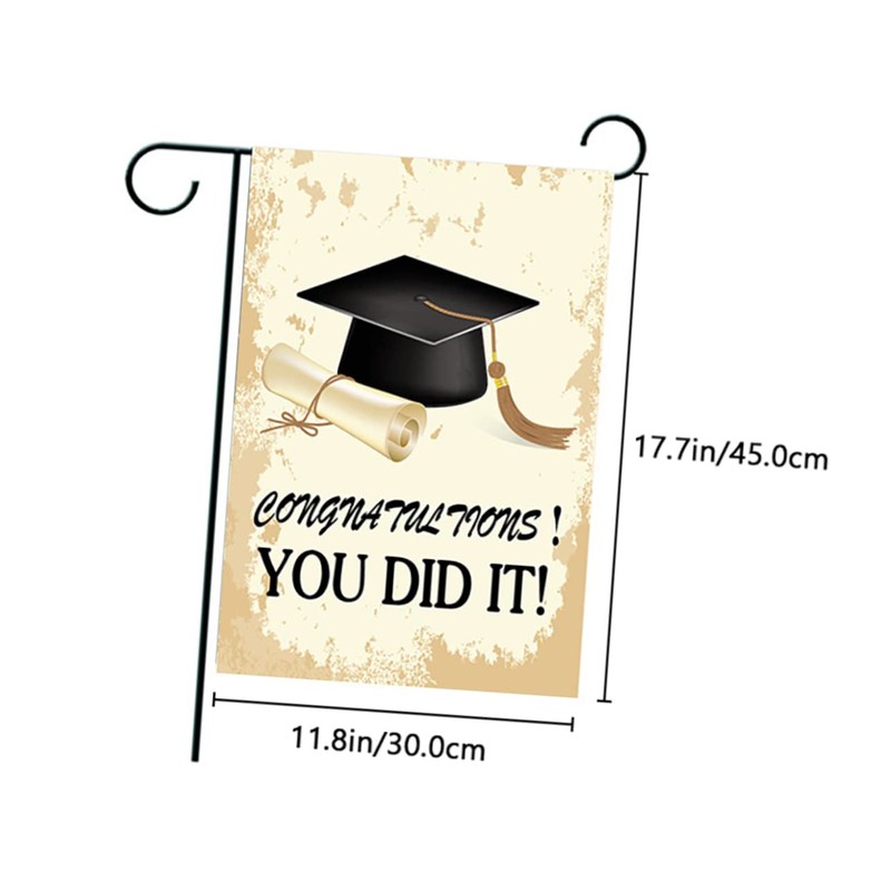 Mipcase 1pc Graduation Garden Flag Decorative Outdoor Banner Graduation Elements
