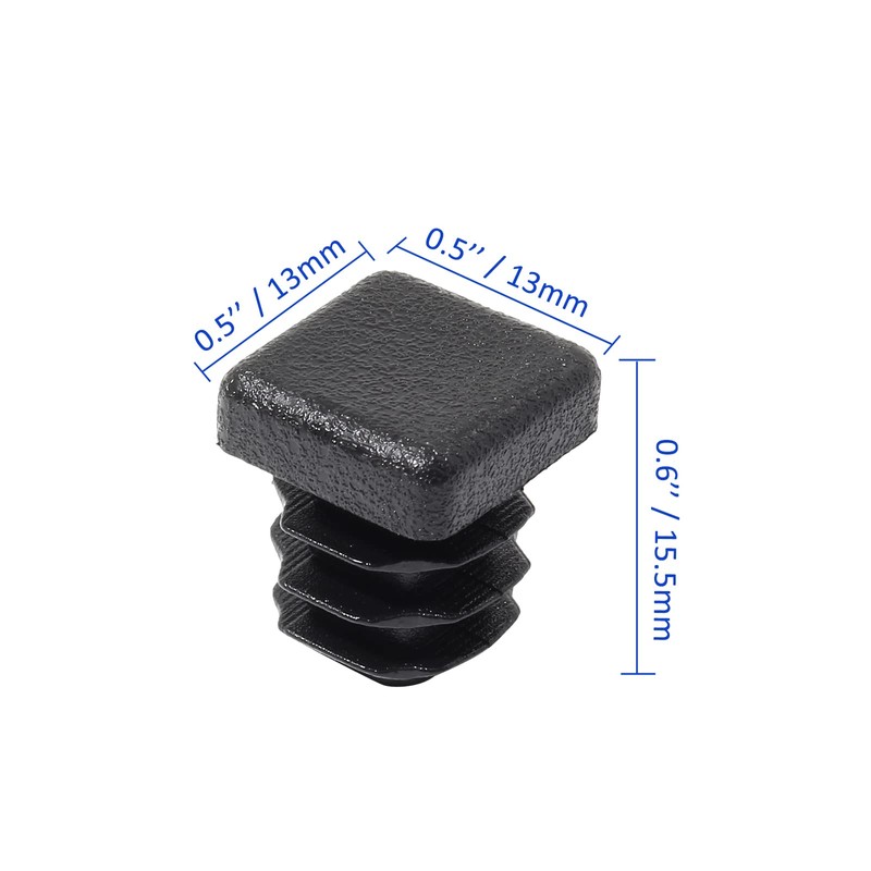 Murtenze 50Pack 1/2 Inch Plastic End Caps, Black Square Plugs