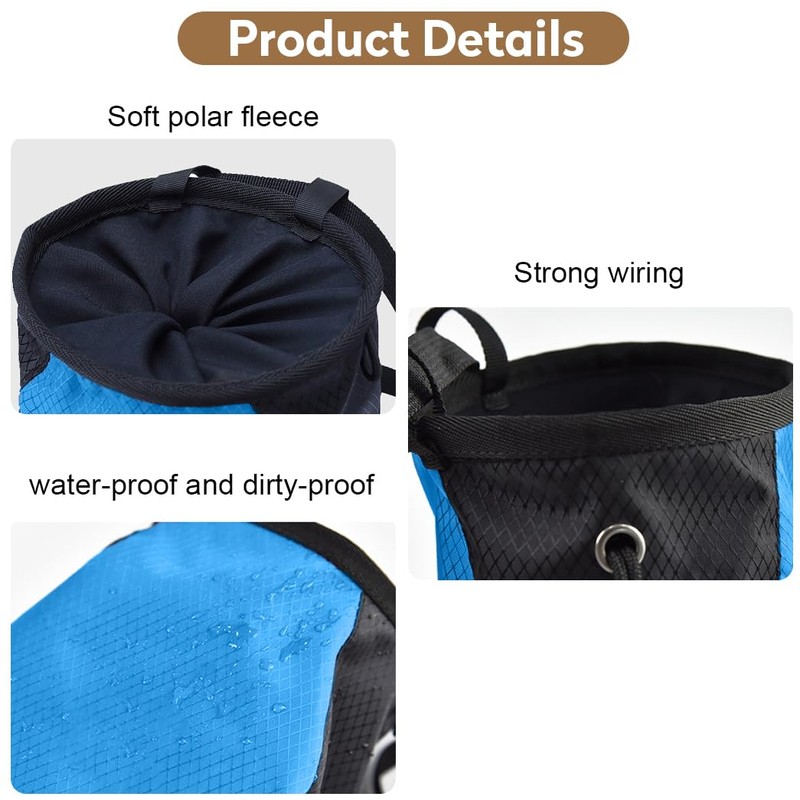 FUZVOL Climbing Chalk Bag Blue Bucket Magnesium Chalk Bag with