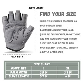 Keroius Cycling Gloves Men Women Bike Gloves Half Finger Road Bike MTB Gloves Sports Cycling Bike Gloves Mountain Bicycle Gloves Breathable Shock-Absorbing Biking Gloves Motorcycle (Black, X-Large)