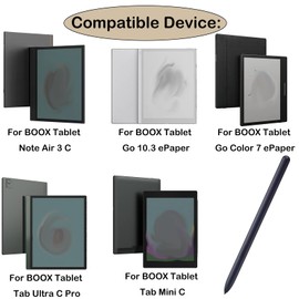 Stylus Pen for BOOX Tablet Note Air 3 C E Ink Tablet 10.3 ePaper, Stylus Compatible with BOOX Tablet Go 10.3 ePaper E Ink Tablet/Tablet Go Color 7 ePaper/Tablet Tab Ultra C Pro+5 Tips(Black)