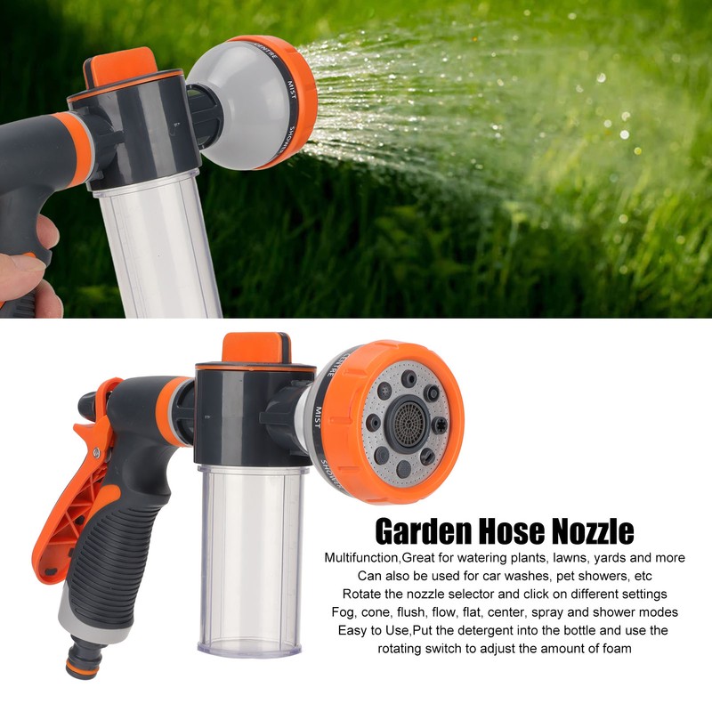 Garden Hose Nozzle 8 Spray Pattern Hose Hand Sprayer for