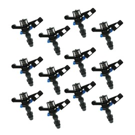 misppro 12Pcs 1/2 Inch Heavy Duty Plastic Impact Head Sprinkler 25-360 Degree DN15 Black for Garden Lawn Irrigation