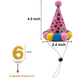 Arogheiz 3/5Pcs Small Cats Dogs Birthday Hats Set， Kitten Puppies Party Decoration Hats Grooming Accessories (3 Pcs Classic Style)