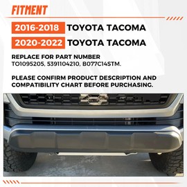 Kojem Front Lower Valance Bumper Panel Compatible with 2016-2022 Toyota Tacoma TO1095205, 5391104210, B077C14STM Air Dam Deflector Apron Skid Plate Plastic Textured Black